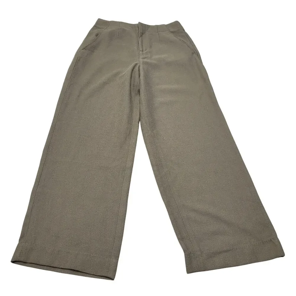 TravisMatthew high rise wide leg pleated trouser pants office core textured